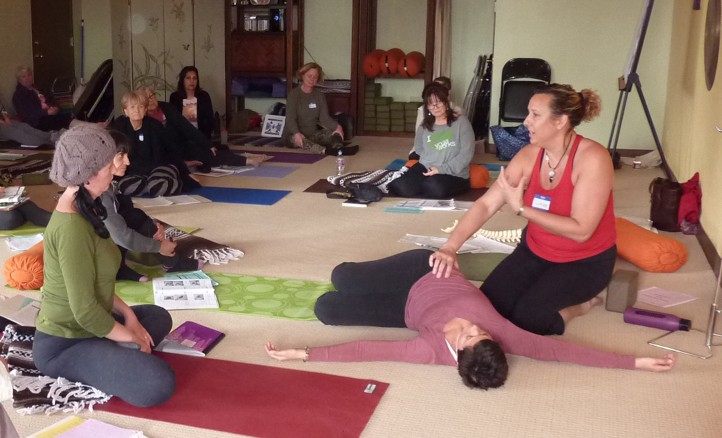 Justine Shelton teaching Gentle Yoga for Low Back