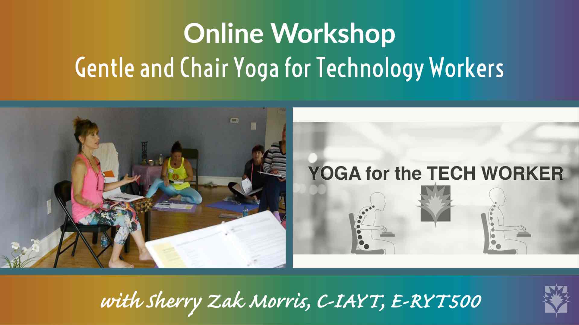 Sherry Zak Morris teaching Gentle Yoga for the Deskworker Workshop