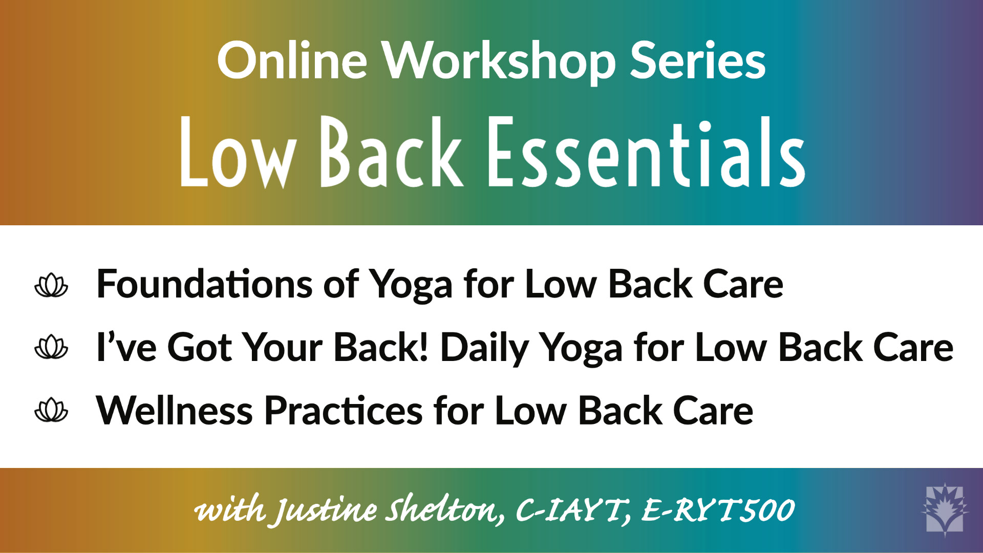 Low Back Essentials: Online Workshop Series - Yoga Vista Academy
